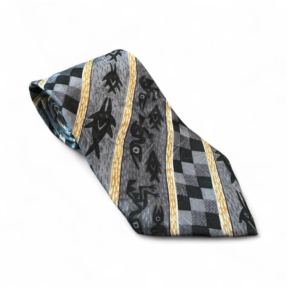 Men’s Silk Tie Peruvian Tapestry Headband Made With Care Tie Fish Design Tribal